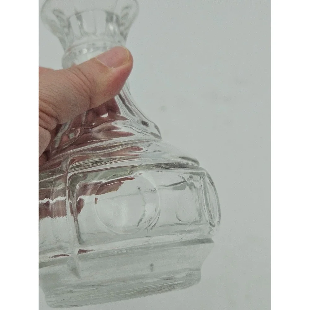 Vintage Wheaton Bullseye Clear Glass Bud Vase Starburst Bottom Mid Century
